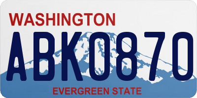 WA license plate ABK0870