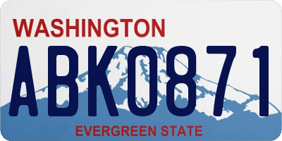 WA license plate ABK0871
