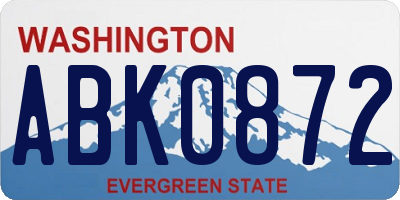 WA license plate ABK0872