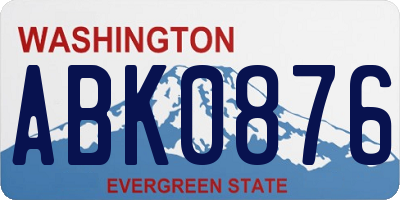 WA license plate ABK0876
