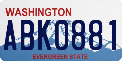 WA license plate ABK0881