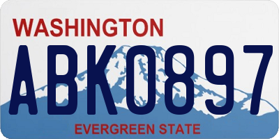 WA license plate ABK0897