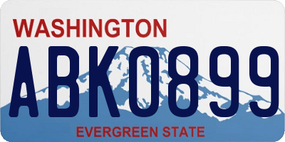WA license plate ABK0899