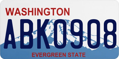 WA license plate ABK0908