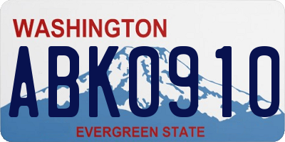 WA license plate ABK0910