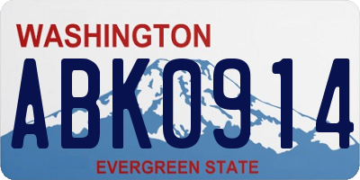 WA license plate ABK0914