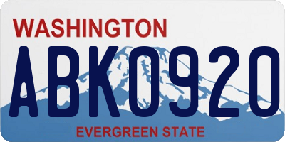 WA license plate ABK0920