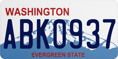 WA license plate ABK0937