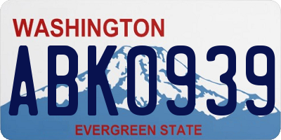 WA license plate ABK0939
