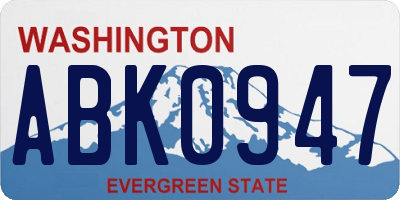 WA license plate ABK0947