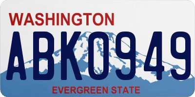 WA license plate ABK0949