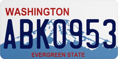 WA license plate ABK0953