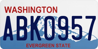 WA license plate ABK0957