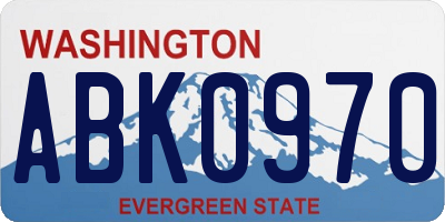 WA license plate ABK0970