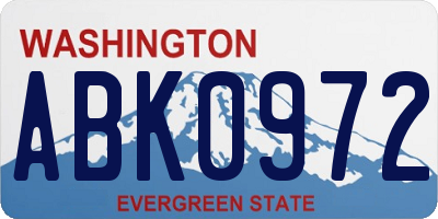 WA license plate ABK0972