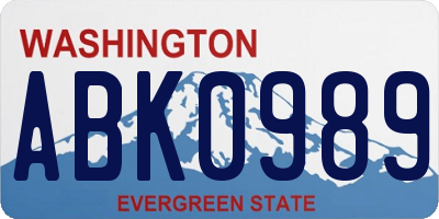 WA license plate ABK0989