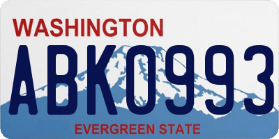 WA license plate ABK0993