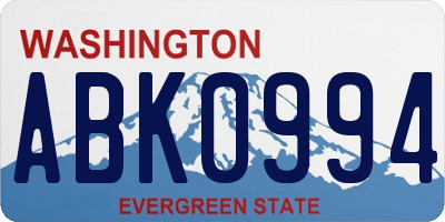 WA license plate ABK0994