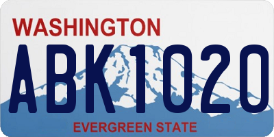 WA license plate ABK1020