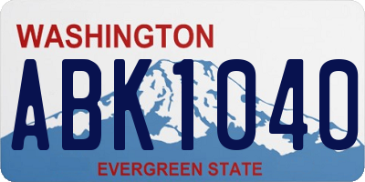 WA license plate ABK1040
