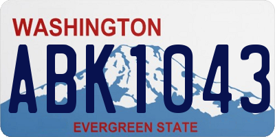 WA license plate ABK1043
