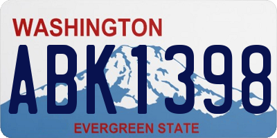 WA license plate ABK1398