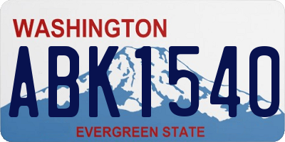 WA license plate ABK1540