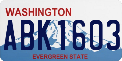 WA license plate ABK1603