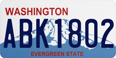 WA license plate ABK1802