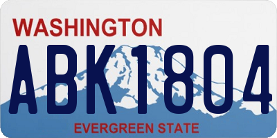 WA license plate ABK1804