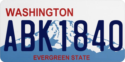 WA license plate ABK1840