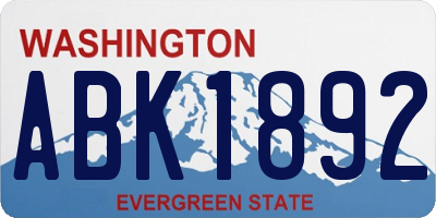 WA license plate ABK1892