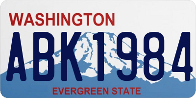 WA license plate ABK1984
