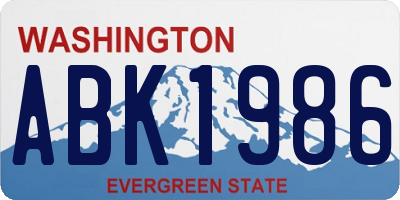 WA license plate ABK1986