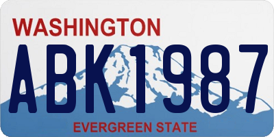 WA license plate ABK1987
