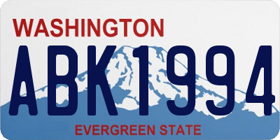 WA license plate ABK1994
