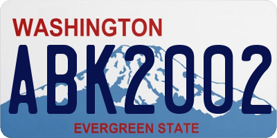 WA license plate ABK2002