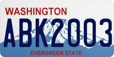 WA license plate ABK2003