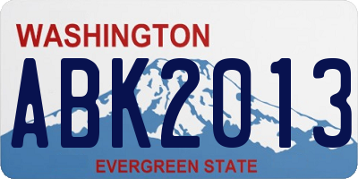 WA license plate ABK2013