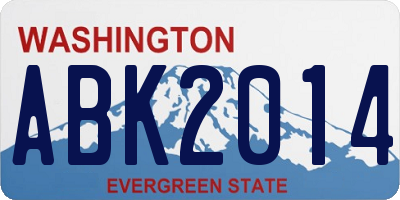 WA license plate ABK2014