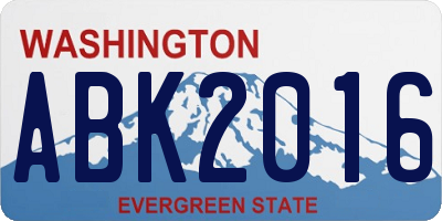WA license plate ABK2016