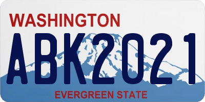 WA license plate ABK2021
