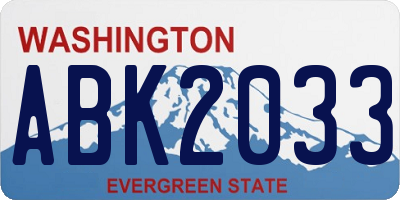 WA license plate ABK2033