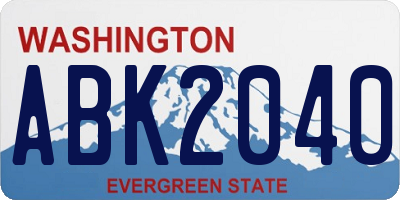 WA license plate ABK2040