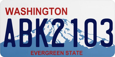 WA license plate ABK2103