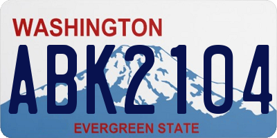 WA license plate ABK2104