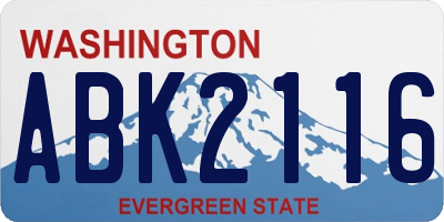 WA license plate ABK2116