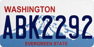 WA license plate ABK2292