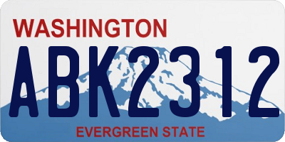 WA license plate ABK2312