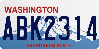 WA license plate ABK2314